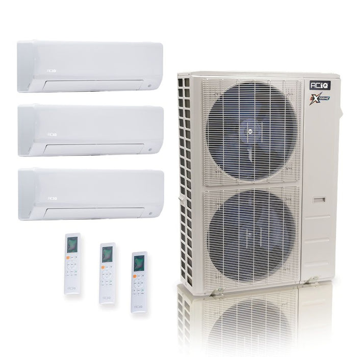 55,000 BTU ACiQ Extreme 22.2 SEER2 Tri Zone Wall Mount Mini Split Heat Pump System - R454B | 230V - 9 + 12 + 18 - ACiQ-55Z-HH-M6C / ACIQ-09W / ACIQ-12W / ACIQ-18W  Mini Split Systems Direct