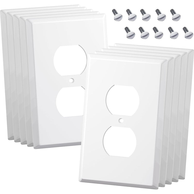 Pack of 10 1-Gang Standard Size Duplex Receptacle Wall Outlet Covers - White