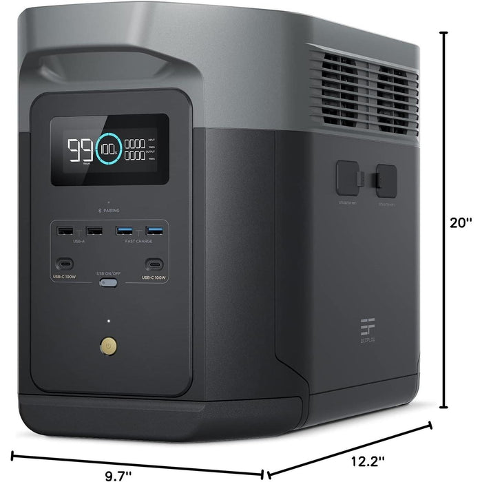 EF ECOFLOW Portable Power Station DELTA 3 Max, 2048Wh LiFePO4 Battery, Solar Generator (Solar Panel Optional), 3400W X-Boost Output, Ultra-Fast 0-80% Charging in 1.13 Hr, Home Backup & RV Camping