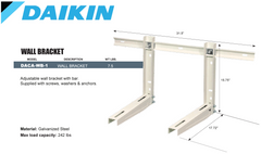 Daikin DACA-WB-1 Adjustable Wall Mount Bracket with Support Bar for Mini Split Systems - 242 lbs. Capacity