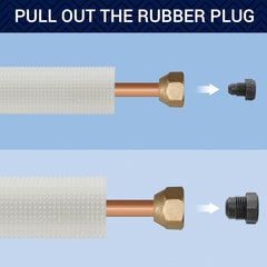 DELLA 25 Ft Mini Split Line Set, 1/4" & 1/2" O.D. Copper Pipes Tubing and 3/8 White Thickened PE Insulated Coil with Flared Nuts for Mini Split Air Conditioner or Heat Pump System(1/4+1/2)