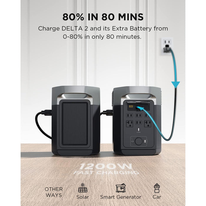 EF ECOFLOW Solar Generator DELTA 2 with 160W Solar Panel, LFP(LiFePO4) Battery, Fast Charging, Portable Power Station for Home Backup Power, Camping & RVs
