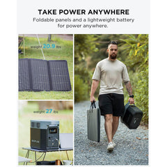 EF ECOFLOW Portable Power Station DELTA 2, 1024Wh LiFePO4 Battery, 1800W AC/100W USB-C Output, Solar Generator for Home Backup Power (Solar Panel Optional), Camping & RVs (AC Cable Included)