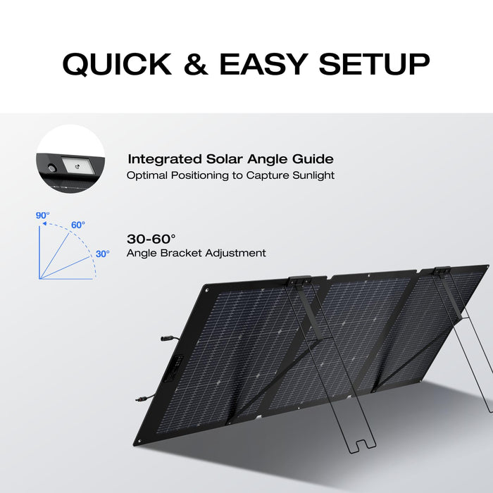 EF ECOFLOW 110W Portable Solar Panel, Foldable with Carry Case, High 23% Efficiency, IP68 Water & Dustproof Design for Camping, RVs, or Backyard Use