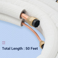 DELLA 1/4" & 3/8" Mini Split Line Set, for Mini Split Air Conditioner or Heat Pump System, 16 Ft O.D. Copper Pipes Tubing and 3/8 White Thickened PE Insulated Coil with Flared Nuts (1/4+3/8)