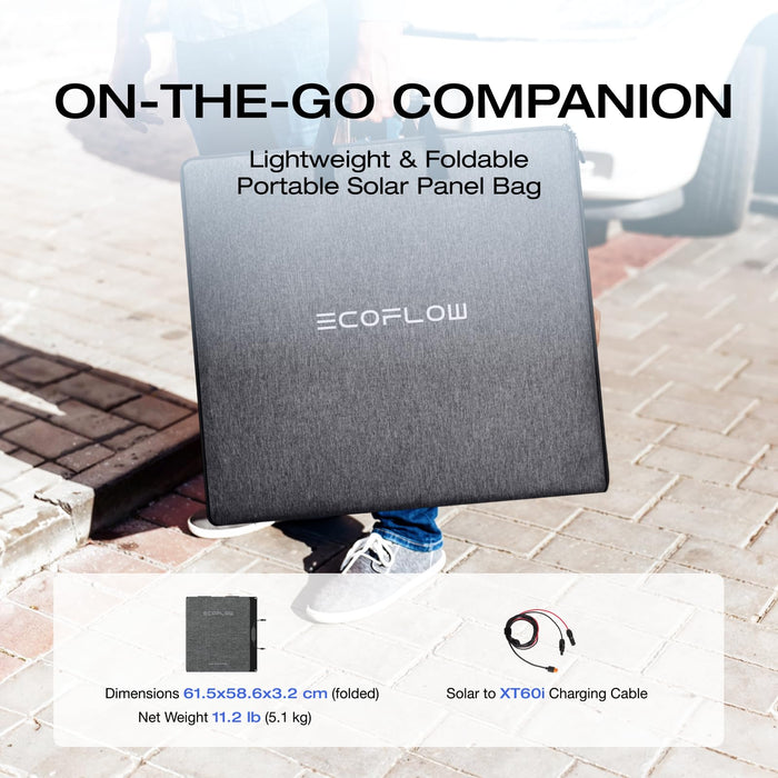 EF ECOFLOW 110W Portable Solar Panel, Foldable with Carry Case, High 23% Efficiency, IP68 Water & Dustproof Design for Camping, RVs, or Backyard Use