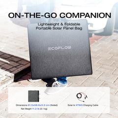 EF ECOFLOW 110W Portable Solar Panel, Foldable with Carry Case, High 23% Efficiency, IP68 Water & Dustproof Design for Camping, RVs, or Backyard Use