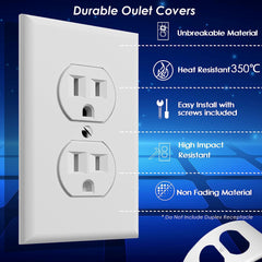 Pack of 10 1-Gang Standard Size Duplex Receptacle Wall Outlet Covers - White