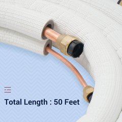 Della 50 Ft Mini Split Line Set, 1/4" & 1/2" O.D. Copper Pipes Tubing and 3/8 White Thickened PE Insulated Coil with Flared Nuts for Mini Split Air Conditioner or Heat Pump System(1/4+1/2)