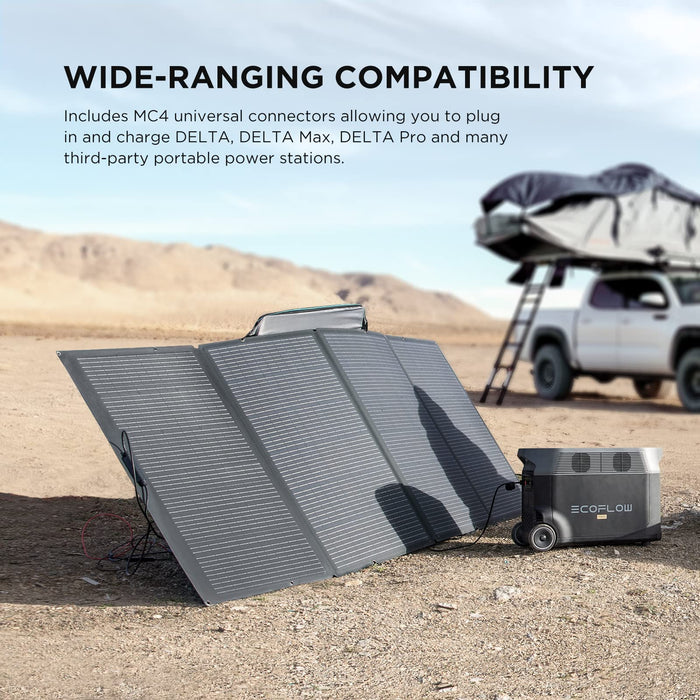 EF ECOFLOW 110W Portable Solar Panel, Foldable with Carry Case, High 23% Efficiency, IP68 Water & Dustproof Design for Camping, RVs, or Backyard Use