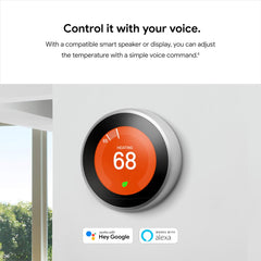 Google Nest Learning Thermostat - Programmable Smart Thermostat for Home - 3rd Generation Nest Thermostat - Works with Alexa