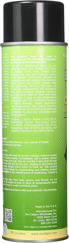 Nu-Calgon 4171-75 Evap Foam No Rinse Evaporator Coil Cleaner, 18 oz.