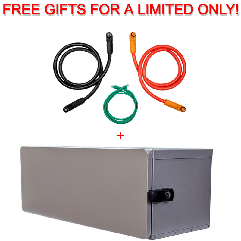 Free EG4 PowerPro Conduit Box + Battery to Inverter Communication Cable + 2x Black Power Cables 2/0 AWG 39.4 inch to Connect Inverter Negative Terminal + 2x Red Power Cables 2/0 AWG 39.4 inch To Connect Inverter Positive Terminal ($199.99 Value)