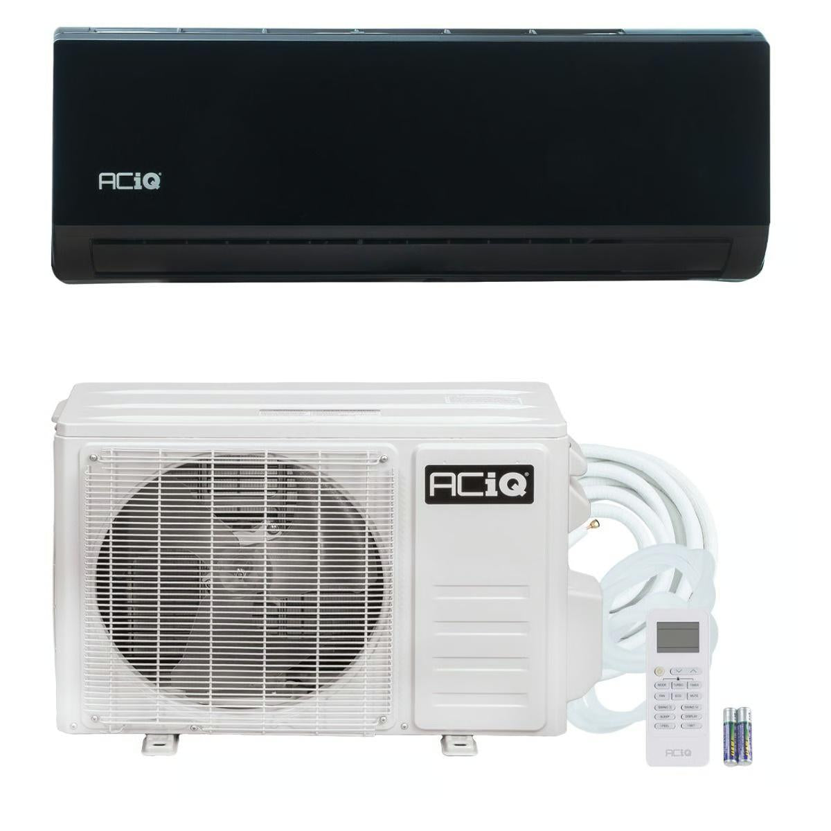 9,000 BTU 19 SEER2 ACiQ Essentials Single Zone Wall Mounted Mini Split System - Black w/ WiFi - 115V| R454B - ACIQ-K09Z-HP115B / ACiQ-K09W-BL-HP115B  Mini Split Systems Direct