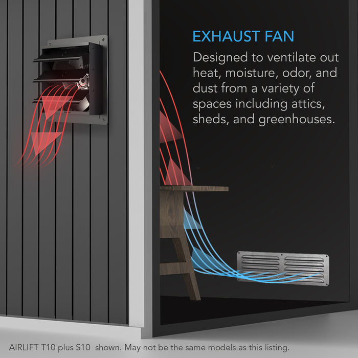 AC Infinity AIRLIFT T10, Shutter Exhaust Ventilation Fan 10”, Temperature Humidity Controller - AC-ALT10  Mini Split Systems Direct