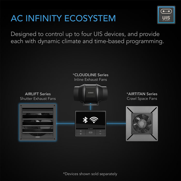 AC Infinity AIRLIFT T10, Shutter Exhaust Ventilation Fan 10”, Temperature Humidity Controller - AC-ALT10  Mini Split Systems Direct
