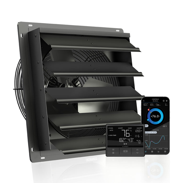 AC Infinity AIRLIFT T16, Shutter Exhaust Ventilation Fan 16”, Temperature Humidity Controller - AC-ALT16  Mini Split Systems Direct