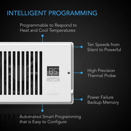 AC Infinity AIRTAP T6, Quiet Register Booster Fan System, White, for 6” X 10” Registers - AC-RBF6-W  Mini Split Systems Direct