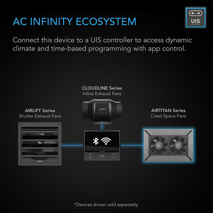 AC Infinity AIRTITAN S7 Crawl Space Fan With Speed Controller - 12 inch - AC-ATS7  Mini Split Systems Direct
