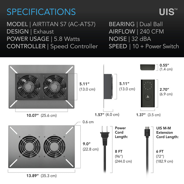 AC Infinity AIRTITAN S7 Crawl Space Fan With Speed Controller - 12 inch - AC-ATS7  Mini Split Systems Direct