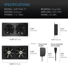 AC Infinity AIRTITAN T7, Crawl Space and Basement Ventilation Fan 12", Temperature and Humidity Controller, Ip-44 Rated - AC-ATT7  Mini Split Systems Direct