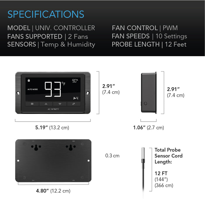 AC Infinity AIRTITAN T7, Crawl Space and Basement Ventilation Fan 12", Temperature and Humidity Controller, Ip-44 Rated - AC-ATT7  Mini Split Systems Direct