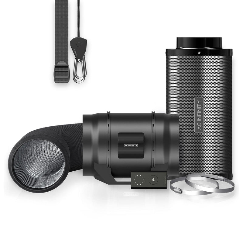 AC Infinity Air Filtration Kit 8”, Inline Fan With Speed Controller, Carbon Filter & Ducting Combo