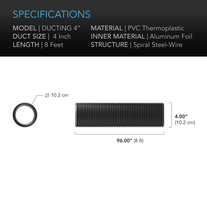 AC Infinity Flexible Four-Layer Ducting, 8-Ft Long, 4-Inch - AI-DTA4-8  Mini Split Systems Direct