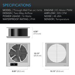 AC Infinity Room to Room Fan, Two-Way Airflow, Temperature Controller, 8-Inch - AC-TWT8  Mini Split Systems Direct
