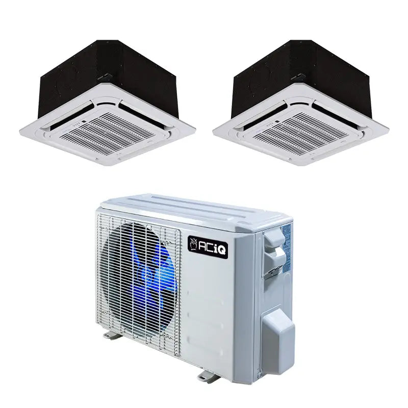 24,000 BTU 22.9 SEER2 ACiQ 2-Zone Ceiling Cassette Mini Split System - 12+12