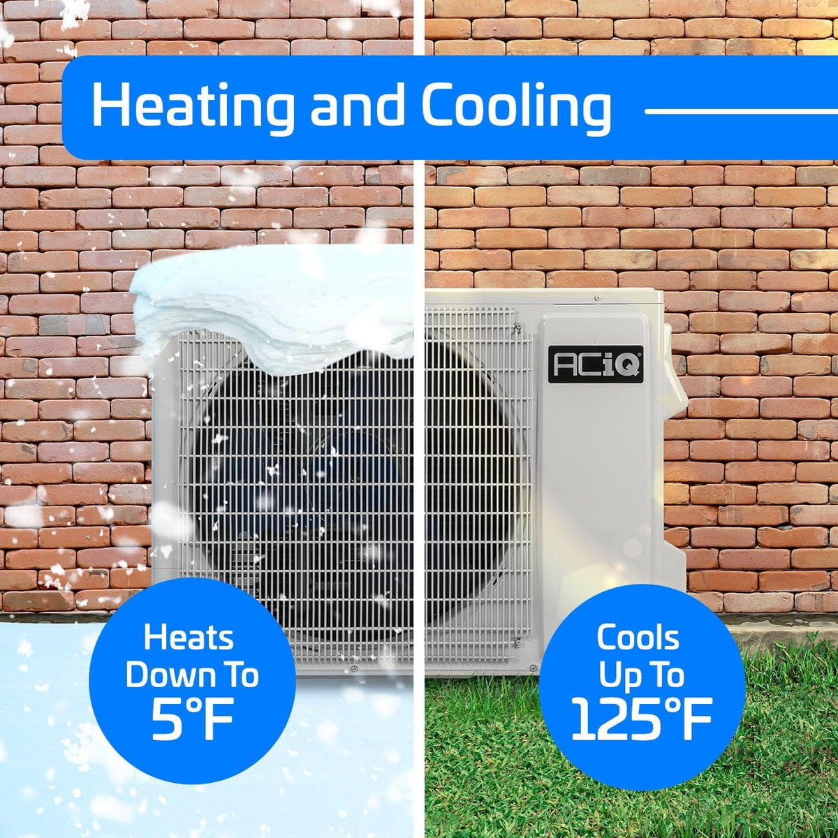 ACiQ Essentials 5 Ton 16 SEER2 High Efficiency Central Heat Pump Split System - R32 Inverter - Upflow/Horizontal-Left - ACIQ-60-HP-E-32 / ACIQ-60-AH-E-32  Mini Split Systems Direct