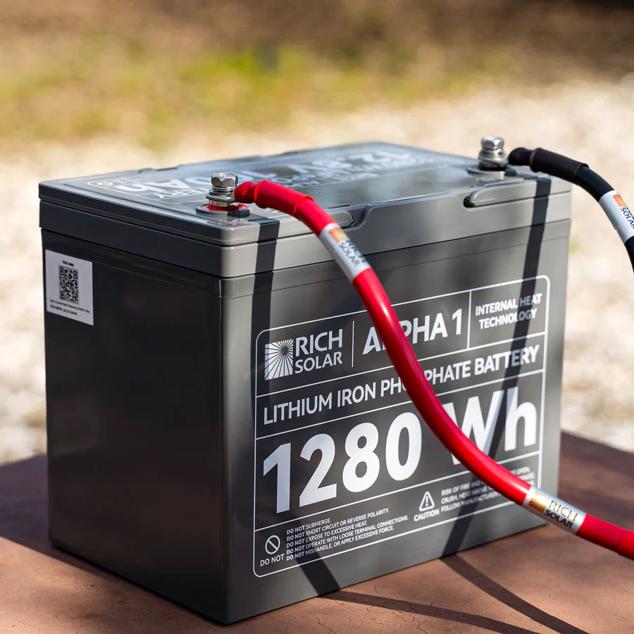 Rich Solar ALPHA 1 | 12V 100Ah LiFePO4 Battery | Powerful 12V Lithium Battery for RVs, Trailers, Vans, Boats, Off-Grid | 5,000 Lifetime Cycles | Bluetooth and Internal Heat Technology