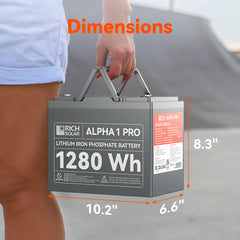 Rich Solar ALPHA 1 PRO | 12V 100Ah LiFePO4 Battery | Premium 12V Lithium Battery for Off-Grid, RVs, Boats | 7,000 Lifetime Cycles | 10 Year Warranty | UL1973 Certified