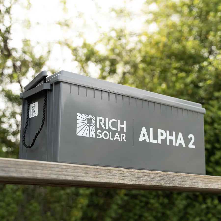Rich Solar ALPHA 2 | 12V 200Ah LiFePO4 Battery | Powerful 12V Lithium Battery for RVs, Trailers, Vans, Boats, Off-Grid | 5,000 Lifetime Cycles | Bluetooth and Internal Heat Technology