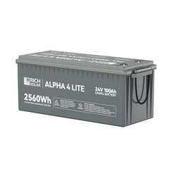 Rich Solar ALPHA 4 LITE | 24V 100Ah LiFePO4 Battery | Fast-Charging 24V Lithium Battery for RVs, Trailers, Vans, Boats, Off-Grid, Backup | 4,000 Lifetime Cycles | Best Value
