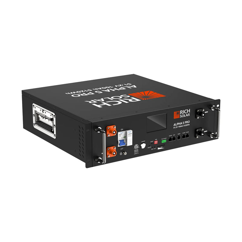Rich Solar ALPHA 5 PRO | 51.2V 100Ah LiFePO4 Battery | Premium 48V Server Rack Lithium Battery for Residential, Commercial, RVs, Off-Grid | 7,000 Lifetime Cycles | 10 Year Warranty | UL1973, UL9540A Certified