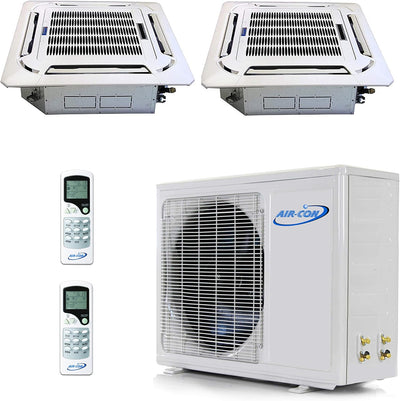 Air-Con 18,000 BTU 22 SEER Multi Zone Ductless Mini Split Heat Pump & Air Conditioner (230V) - 9K + 9K - AMSCI4H4S18 / ASLEC4H4S09 / ASLEC4H4S09  Mini Split Systems Direct