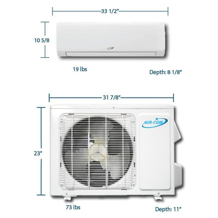 Air-Con Blue Hyper 12000 BTU 24 SEER Hyper Heat Mini Split Air Conditioner 15ft Lineset & Wiring - ABHCI4H4S12 / ABHEM4H4S12-ABHCI4H4S12 / ABHEM4H4S125  Mini Split Systems Direct