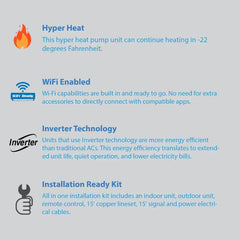 Air-Con Blue Hyper 9000 BTU 26 SEER Hyper Heat Mini Split Air Conditioner 15ft Lineset & Wiring - ABHCI4H4S09 / ABHEM4H4S09-ABHCI4H4S09 / ABHEM4H4S010  Mini Split Systems Direct