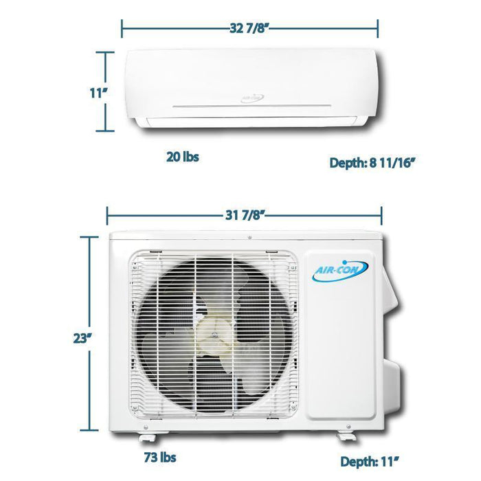 Air-Con Blue Series 3 12000 BTU 20 SEER Mini Split Air Conditioner 15ft Lineset & Wiring - ABXCI/EM4H4S12  Mini Split Systems Direct