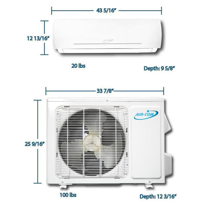 Air-Con Blue Series 3 18000 BTU 23 SEER Mini Split Ductless Air Conditioner 15ft Lineset & Wiring - ABXCI/EM4H4S18-ABXCI/EM4H4S180  Mini Split Systems Direct