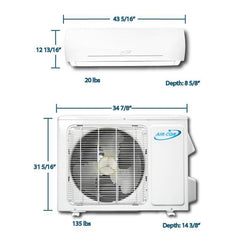 Air-Con Blue Series 3 24000 BTU 21 SEER Ductless Air Conditioner 15ft Lineset & Wiring - ABXCI/EM4H4S24  Mini Split Systems Direct
