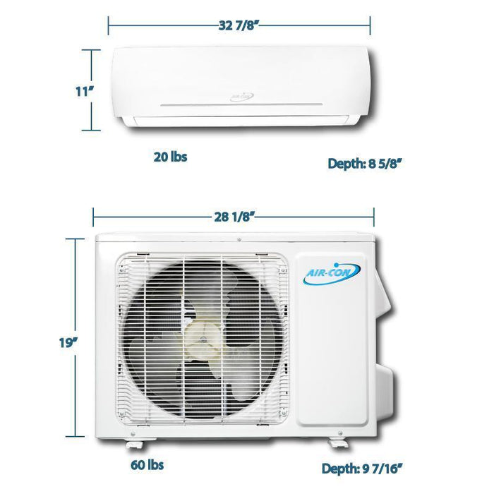 Air-Con Blue Series 3 9000 BTU 22 SEER Mini Split Air Conditioner 15ft Lineset & Wiring - ABXCI/EM4H4S09  Mini Split Systems Direct