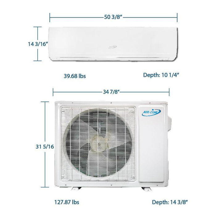 Air-Con Eclipse Series 30000 BTU 18.9 SEER Ductless Mini Split Air Conditioner 15ft Lineset & Wiring - ASPCI/EM4H4S30  Mini Split Systems Direct