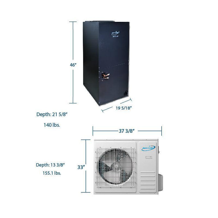 Air-Con SD Premium - 36000 BTU - 18 SEER - 3 Ton Pre-Charged Heat Pump Inverter - Ducted Central Air Conditioner - ASDEM4H4S36/  ASDEM4H4S36  Mini Split Systems Direct