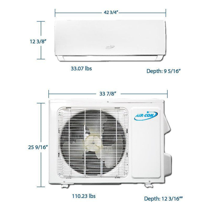 Air-Con Serene Series 24000 BTU 18 SEER Mini Split Air Conditioner 15ft Lineset & Wiring - ASRCI/EM4H4S24  Mini Split Systems Direct