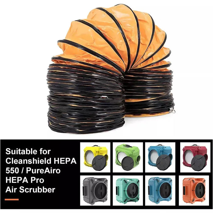 AlorAir 16" PVC Flexible Duct Hose for CleanShield HEPA 550 Air Scrubber and PureAiro HEPA Pro 770/870/970, Easy Storage - AA-PVC-HP789  Mini Split Systems Direct