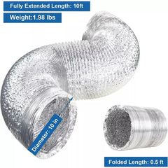 AlorAir Dehumidifier Aluminum Foil Intake Duct 10 inches Diameter 10 ft Long with Duct Clamps - AA-DFA-10  Mini Split Systems Direct