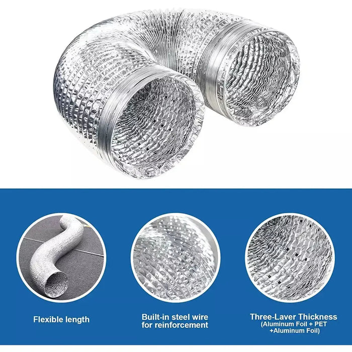 AlorAir Dehumidifier Aluminum Foil Intake Duct 10 inches Diameter 10 ft Long with Duct Clamps - AA-DFA-10  Mini Split Systems Direct