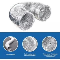 AlorAir Dehumidifier Aluminum Foil Intake Duct 10 inches Diameter 10 ft Long with Duct Clamps - AA-DFA-10  Mini Split Systems Direct